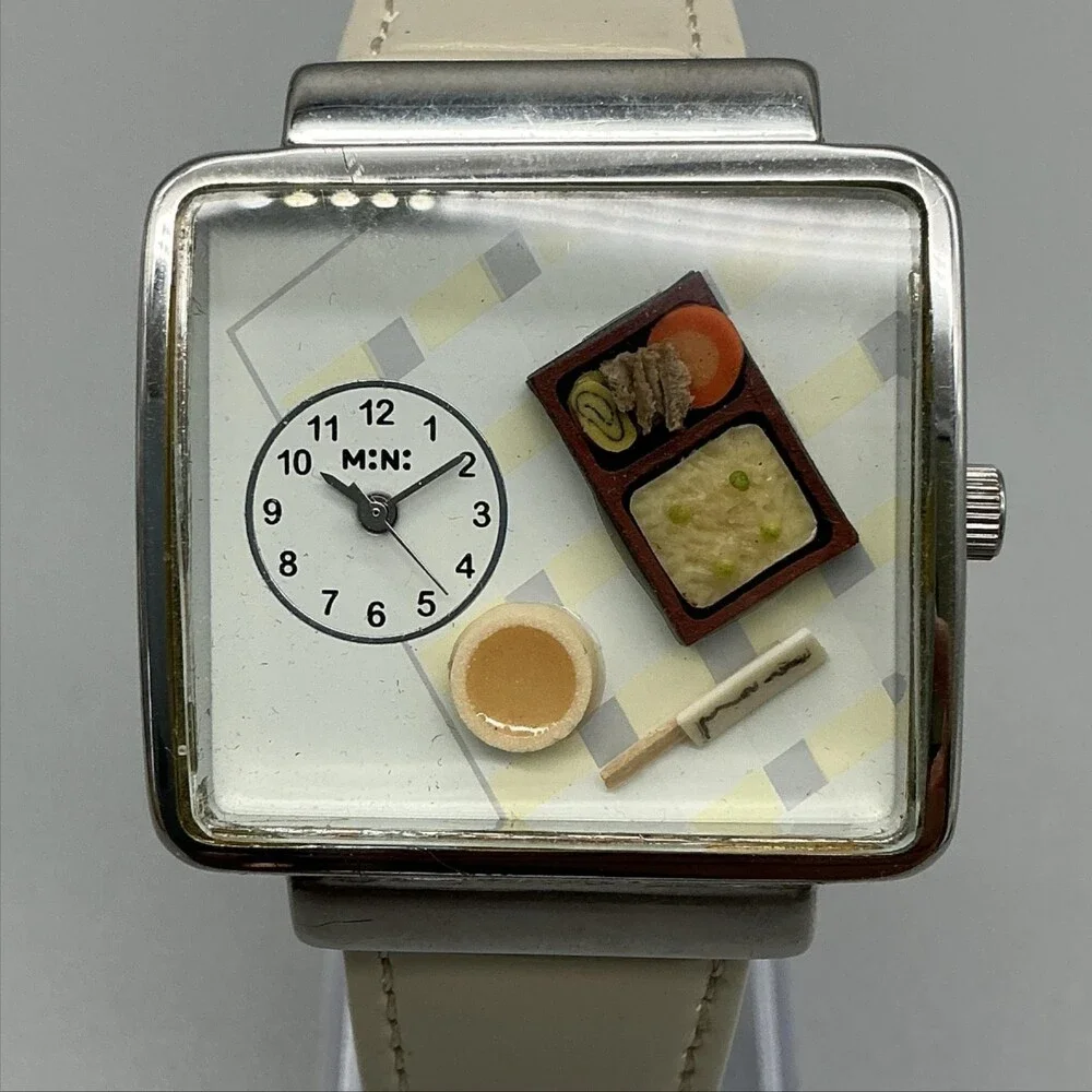 MINI MN051 Womens Watch 37mm Food Dial Square 3D Miniature Leather New Battery